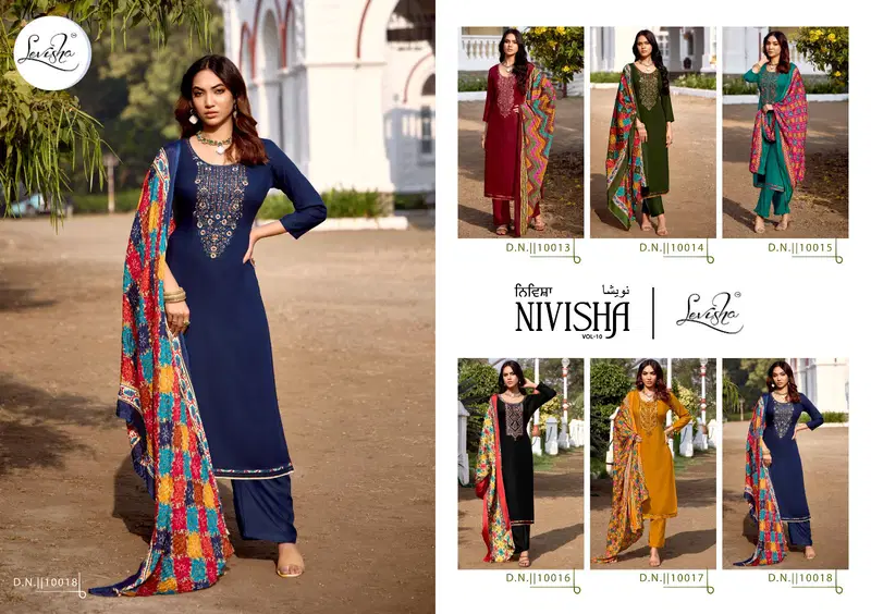 Levisha Nivisha Vol 10 Rayon Embroidered Dress Material Collection